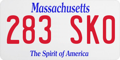 MA license plate 283SK0
