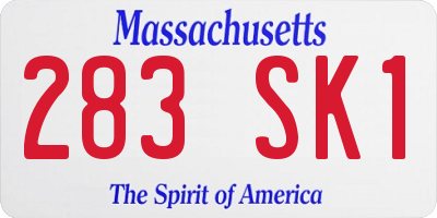 MA license plate 283SK1
