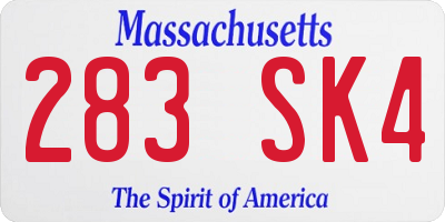 MA license plate 283SK4