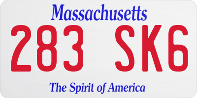 MA license plate 283SK6