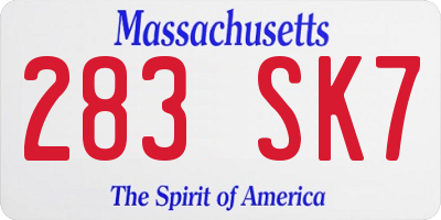 MA license plate 283SK7