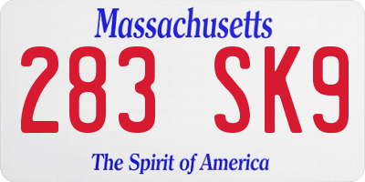 MA license plate 283SK9
