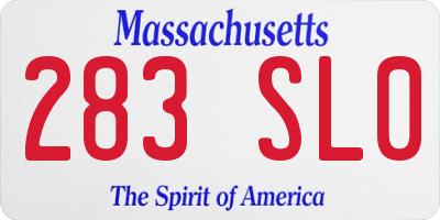 MA license plate 283SL0