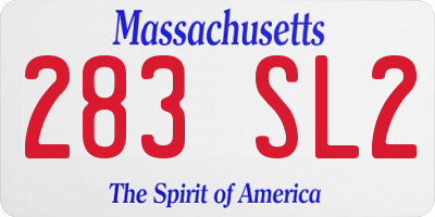 MA license plate 283SL2