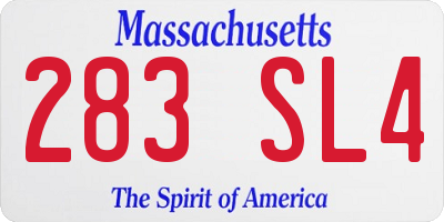 MA license plate 283SL4