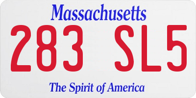 MA license plate 283SL5