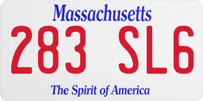 MA license plate 283SL6