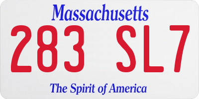 MA license plate 283SL7