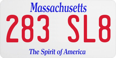 MA license plate 283SL8