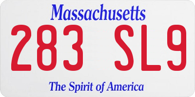 MA license plate 283SL9