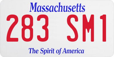 MA license plate 283SM1