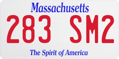 MA license plate 283SM2