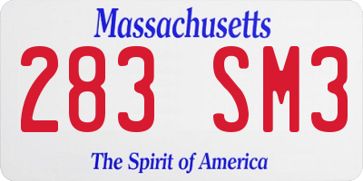 MA license plate 283SM3