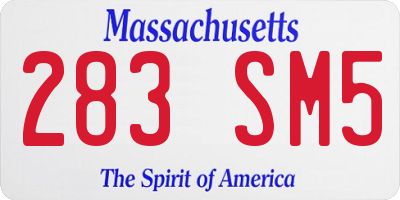 MA license plate 283SM5