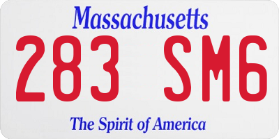 MA license plate 283SM6