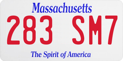 MA license plate 283SM7
