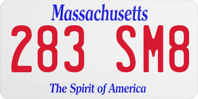 MA license plate 283SM8