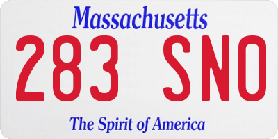 MA license plate 283SN0