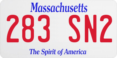 MA license plate 283SN2