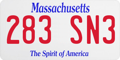 MA license plate 283SN3