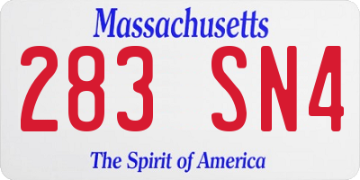 MA license plate 283SN4
