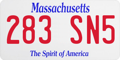 MA license plate 283SN5