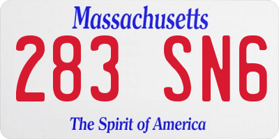 MA license plate 283SN6