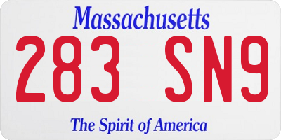 MA license plate 283SN9