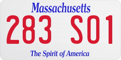MA license plate 283SO1