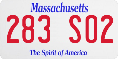 MA license plate 283SO2
