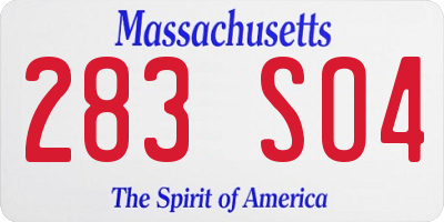 MA license plate 283SO4