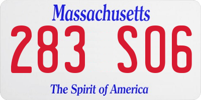 MA license plate 283SO6