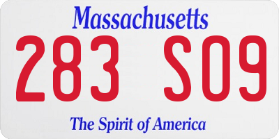 MA license plate 283SO9