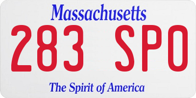 MA license plate 283SP0