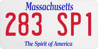 MA license plate 283SP1