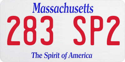 MA license plate 283SP2