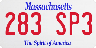 MA license plate 283SP3