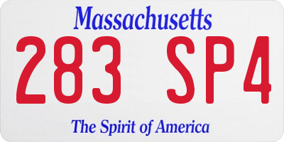MA license plate 283SP4