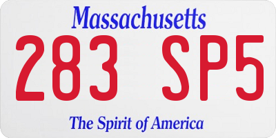MA license plate 283SP5