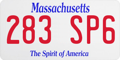 MA license plate 283SP6
