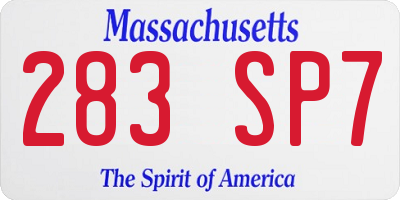 MA license plate 283SP7