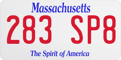 MA license plate 283SP8