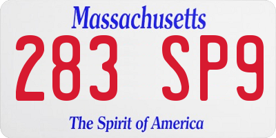 MA license plate 283SP9