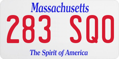 MA license plate 283SQ0