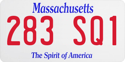 MA license plate 283SQ1