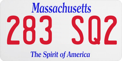 MA license plate 283SQ2
