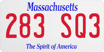 MA license plate 283SQ3