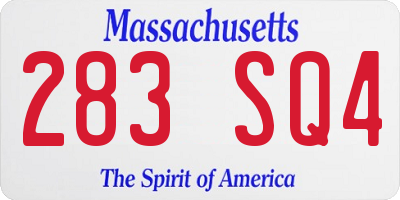 MA license plate 283SQ4