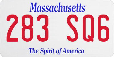 MA license plate 283SQ6