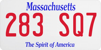 MA license plate 283SQ7